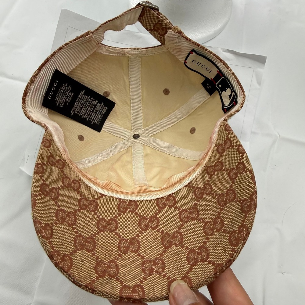 Gucci x MLB New York Yankees GG Supreme Canvas Baseball Hat Beige Ebony 57-61cm - Picture 9 of 15